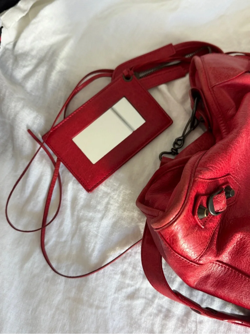 Vintage Red Balenciaga Lambskin Classic City Bag - Picture 7 of 13